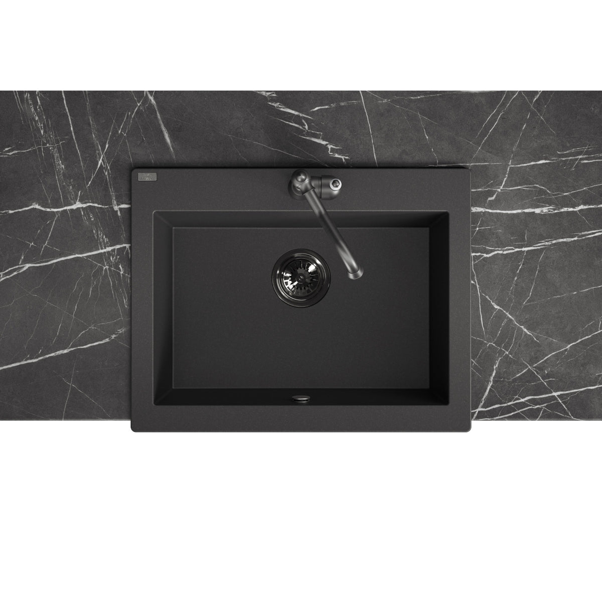 Laveo Komodo Granite Kitchen Sink Single Bowl 630 mm - Black – product view 4