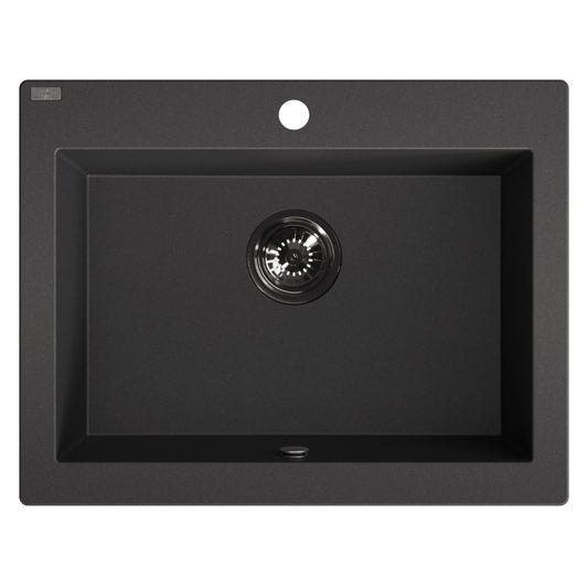 Laveo Komodo Granite Kitchen Sink Single Bowl 630 mm - Black – product view 5