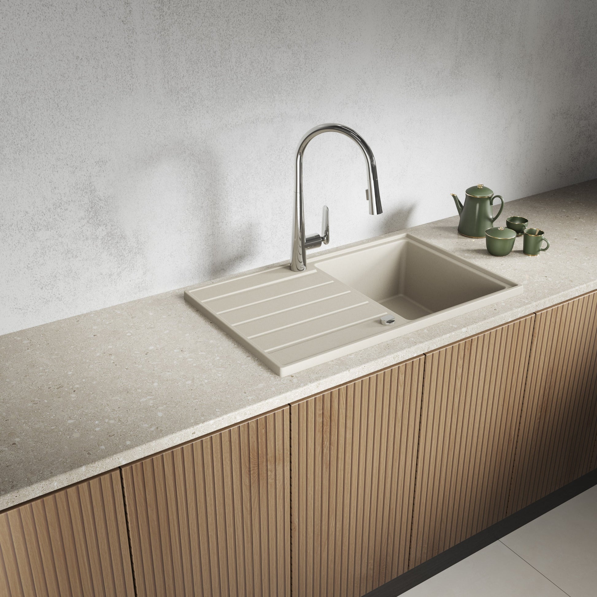 Laveo Margarita Granite Sink 1 Bowl with Drainer - Beach Sand – product view 1