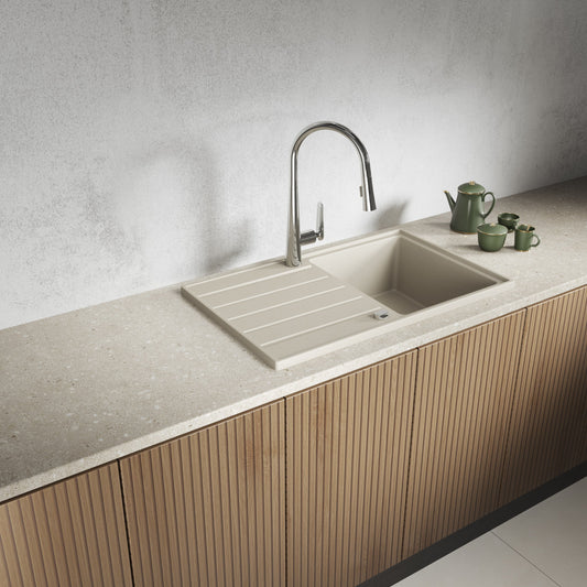 Laveo Margarita Granite Sink 1 Bowl with Drainer - Beach Sand – product view 1