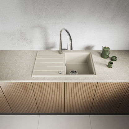 Laveo Margarita Granite Sink 1 Bowl with Drainer - Beach Sand – product view 2