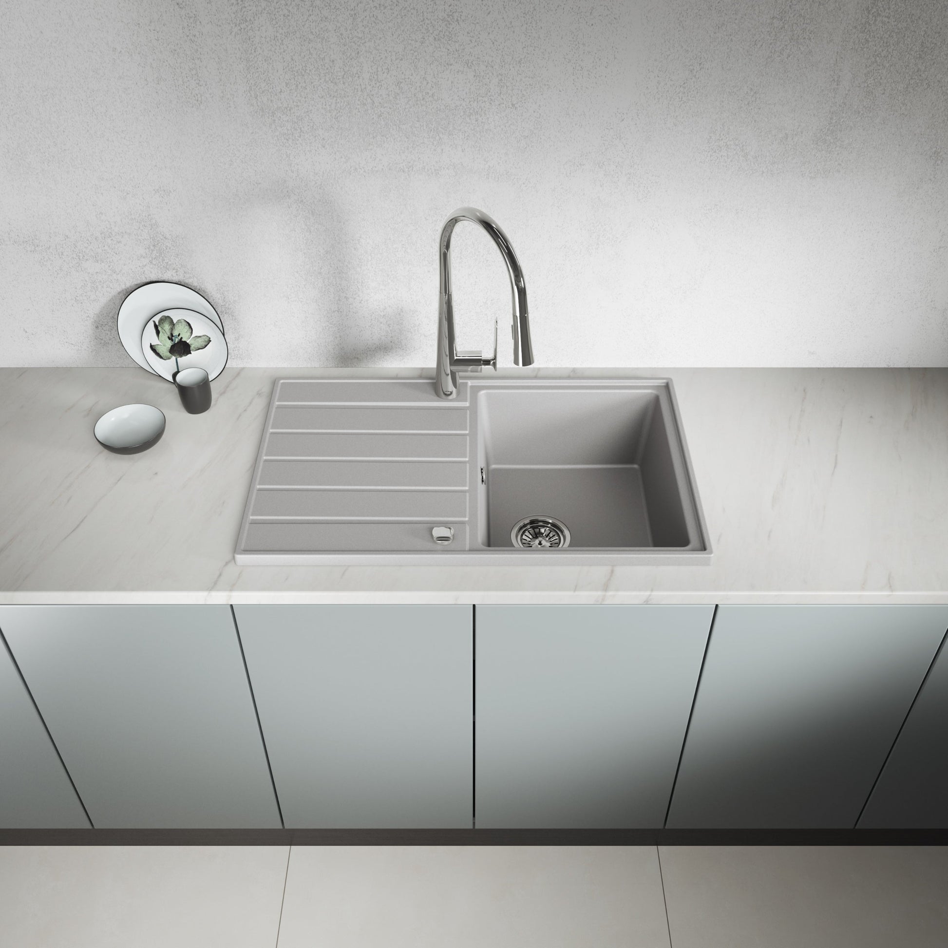 Laveo Margarita Granite Sink 1 Bowl with Drainer - Grey – product view 2