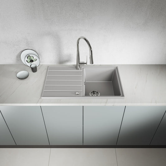 Laveo Margarita Granite Sink 1 Bowl with Drainer - Grey – product view 2