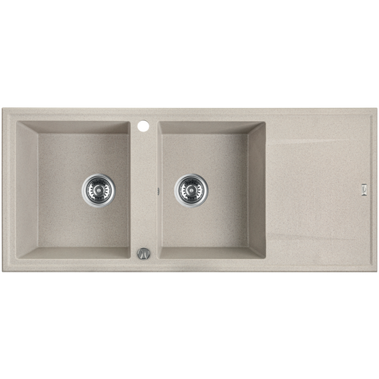 Laveo Megalo Granite Sink 2 Bowl with Drainer - Beach Sand – product view 1