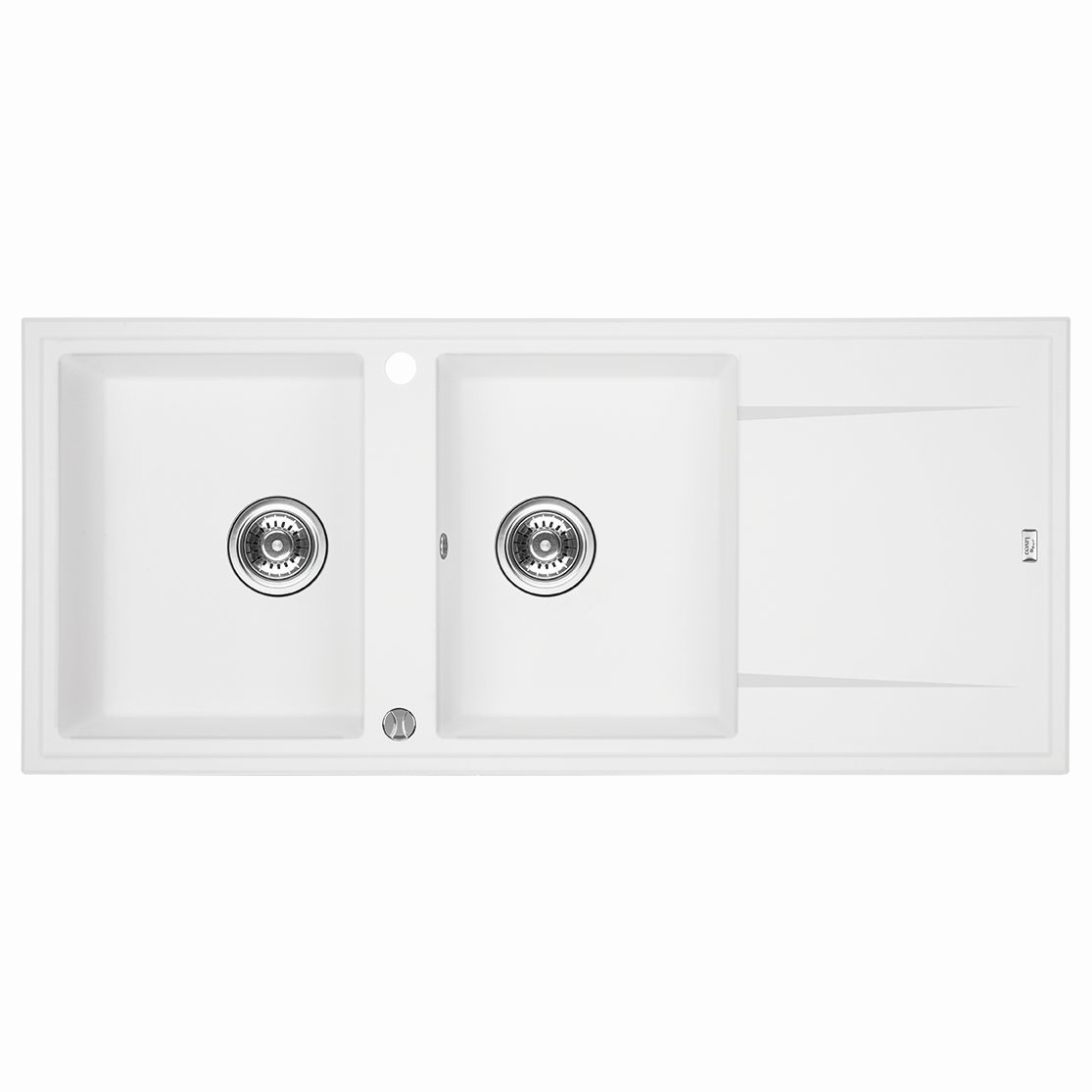 Laveo Megalo Granite Sink 2 Bowl with Drainer - White