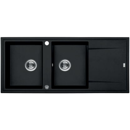 Laveo Megalo Granite Sink 2 Bowl with Drainer - Monochrome Black – product view 1