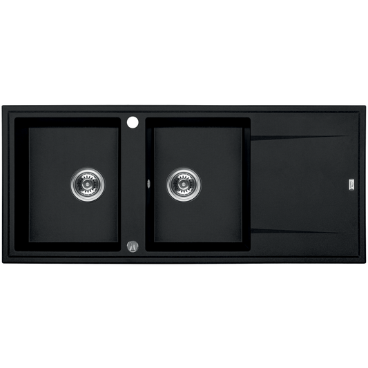 Laveo Megalo Granite Sink 2 Bowl with Drainer - Monochrome Black – product view 1