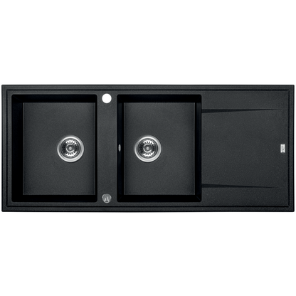 Laveo Megalo Granite Sink 2 Bowl with Drainer - Black – product view 1