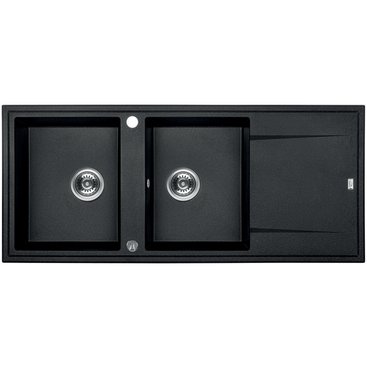 Laveo Megalo Granite Sink 2 Bowl with Drainer - Black – product view 1