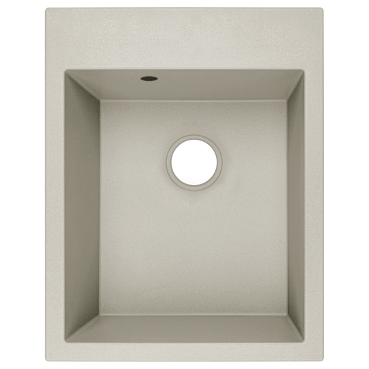 Top view of Laveo Monchichi single-bowl granite kitchen sink in Jasmine – SBO_J10Y