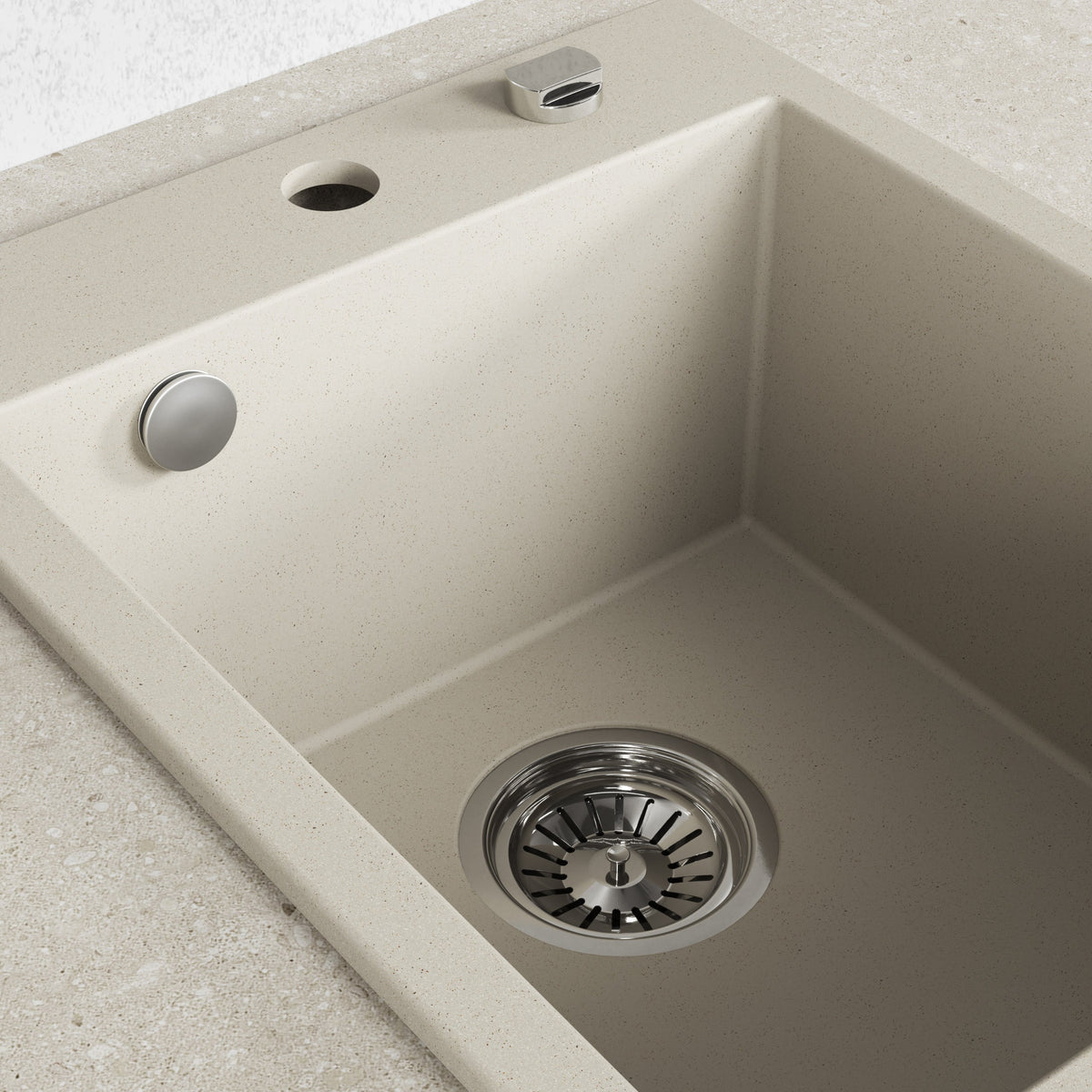 Laveo Monchichi Granite Kitchen Sink Single Bowl 500 mm - Beach Sand – product view 3