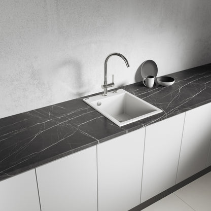 Laveo Monchichi Granite Kitchen Sink Single Bowl 500 mm - White