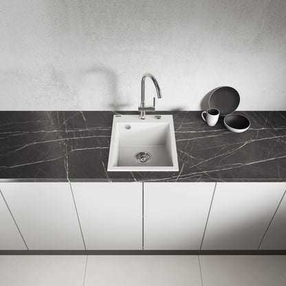 Laveo Monchichi Granite Kitchen Sink Single Bowl 500 mm - White