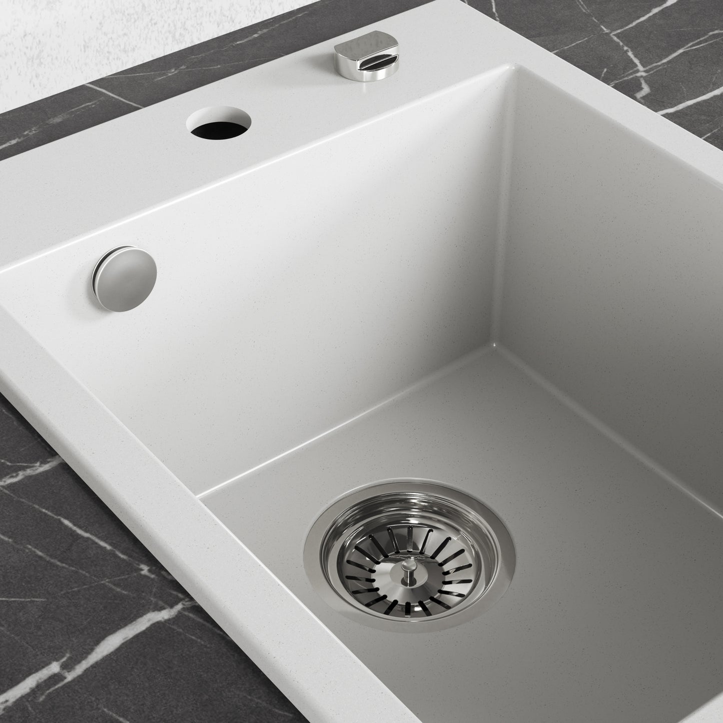 Laveo Monchichi Granite Kitchen Sink Single Bowl 500 mm - White