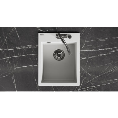 Laveo Monchichi Granite Kitchen Sink Single Bowl 500 mm - White – product view 4