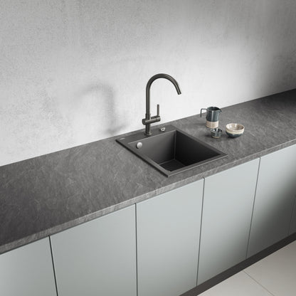 Laveo Monchichi Granite Kitchen Sink Single Bowl 500 mm - Black – product view 1
