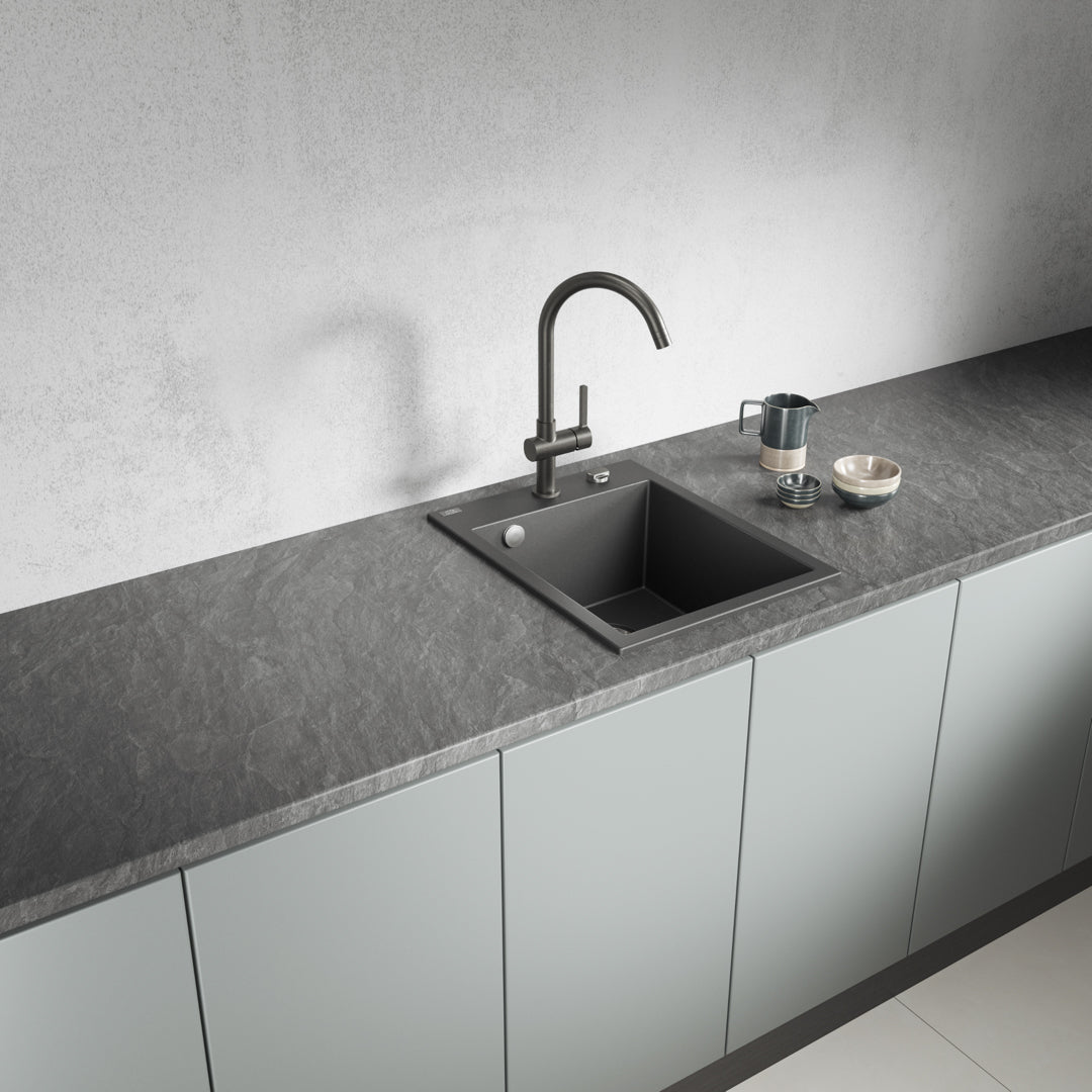 Laveo Monchichi Granite Kitchen Sink Single Bowl 500 mm - Black