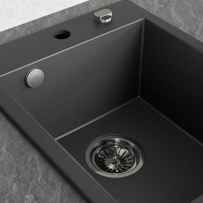 Laveo Monchichi Granite Kitchen Sink Single Bowl 500 mm - Black – product view 3
