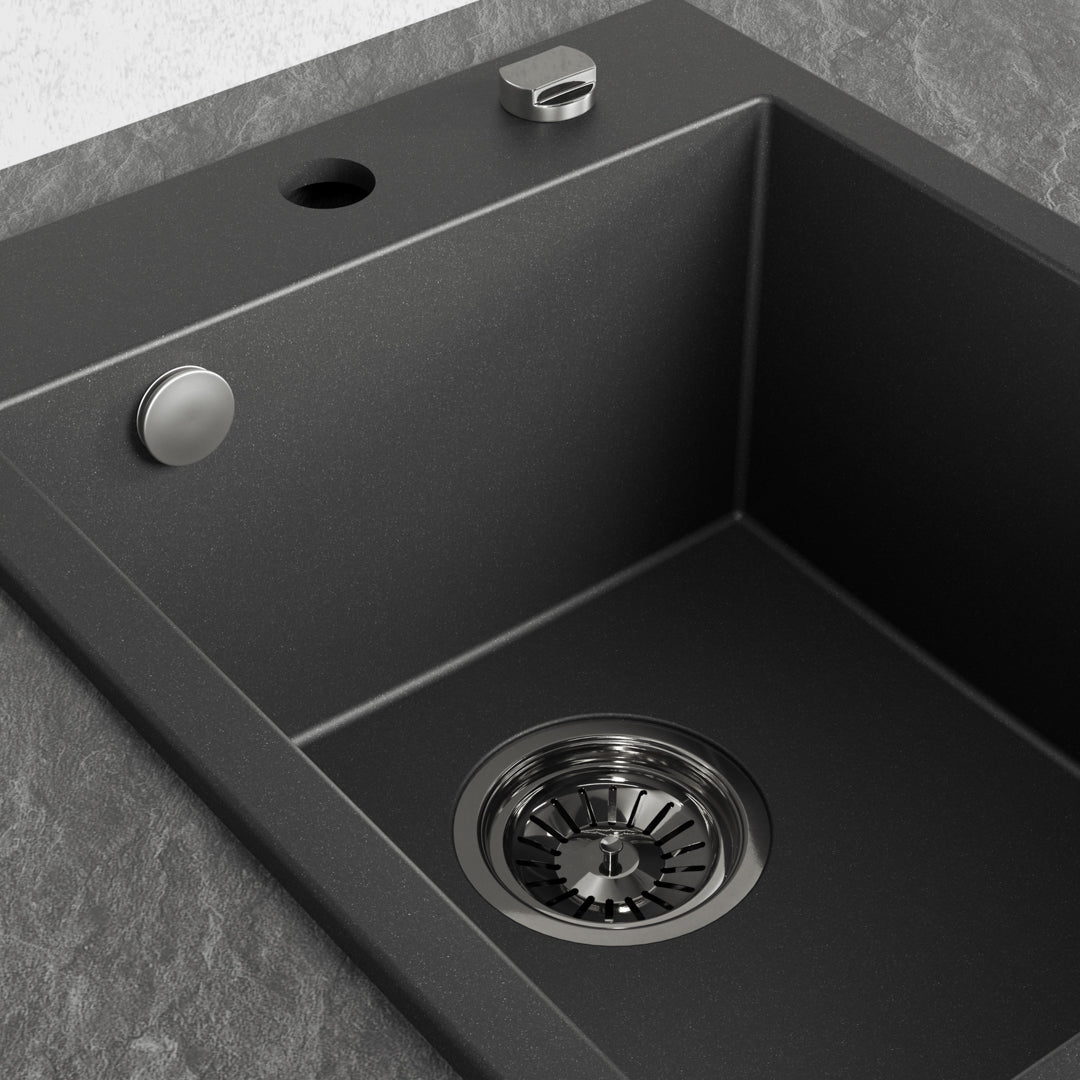 Laveo Monchichi Granite Kitchen Sink Single Bowl 500 mm - Black