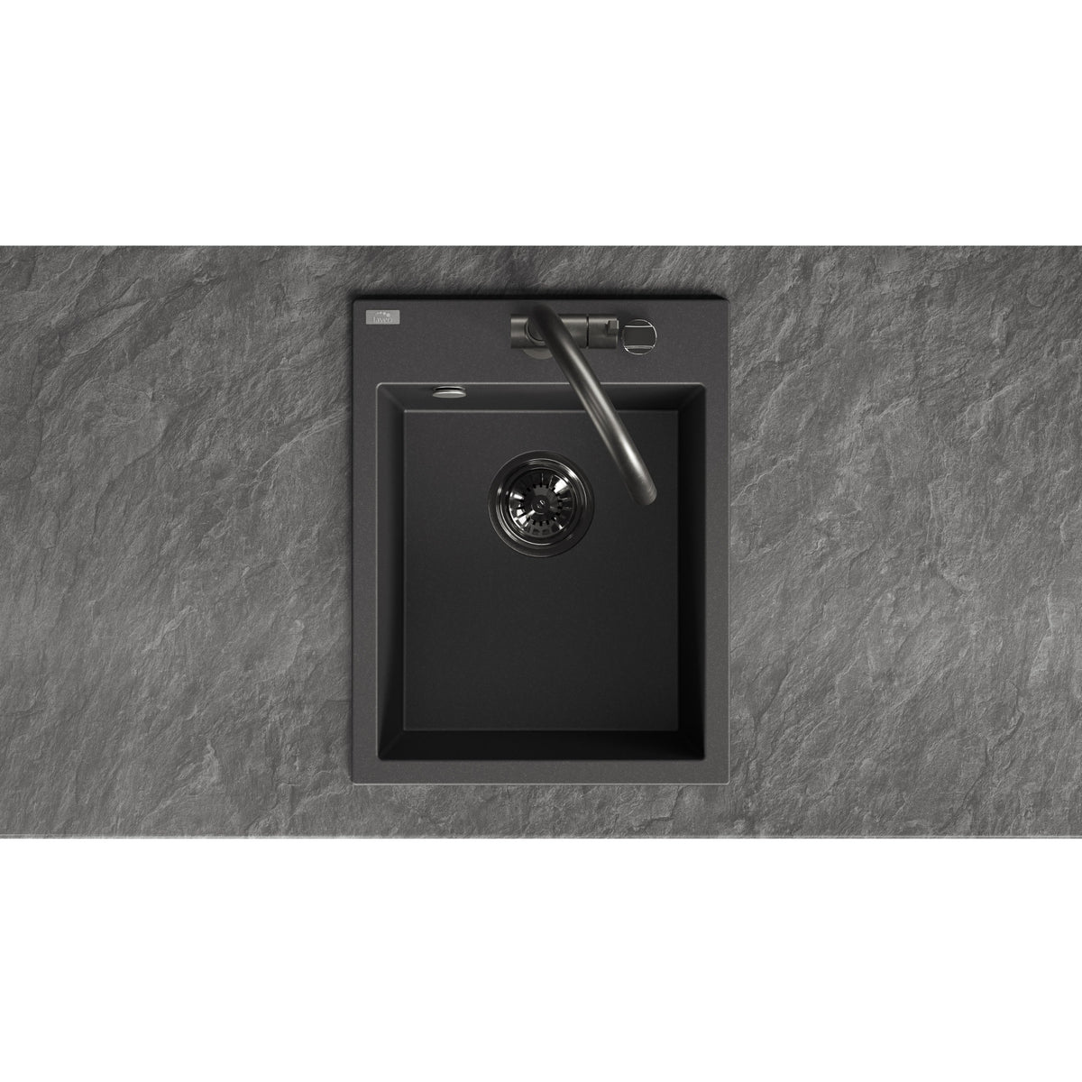 Laveo Monchichi Granite Kitchen Sink Single Bowl 500 mm - Black – product view 4