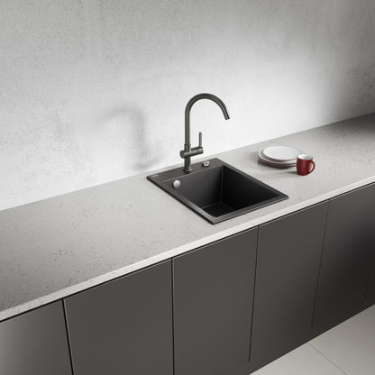 Laveo Monchichi Granite Kitchen Sink Single Bowl 500 mm - Monochrome Black