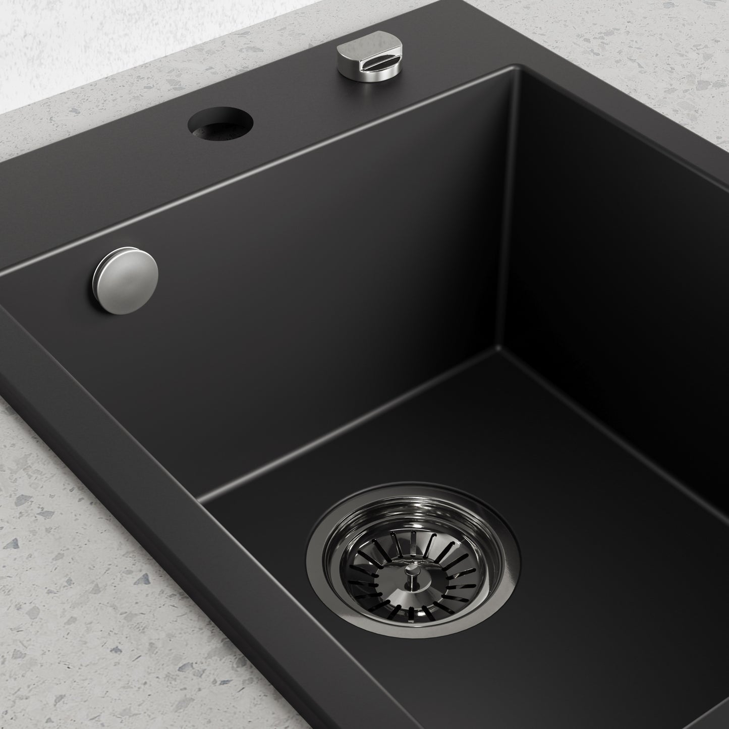 Laveo Monchichi Granite Kitchen Sink Single Bowl 500 mm - Monochrome Black