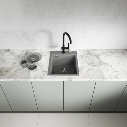 Laveo Monchichi Granite Kitchen Sink Single Bowl 500 mm - Volcano Grey – product view 2