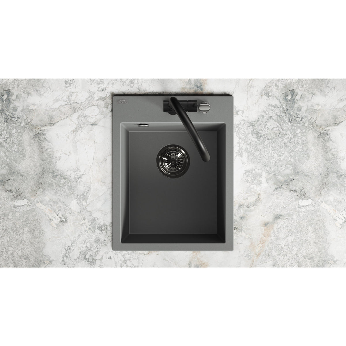 Laveo Monchichi Granite Kitchen Sink Single Bowl 500 mm - Volcano Grey – product view 4