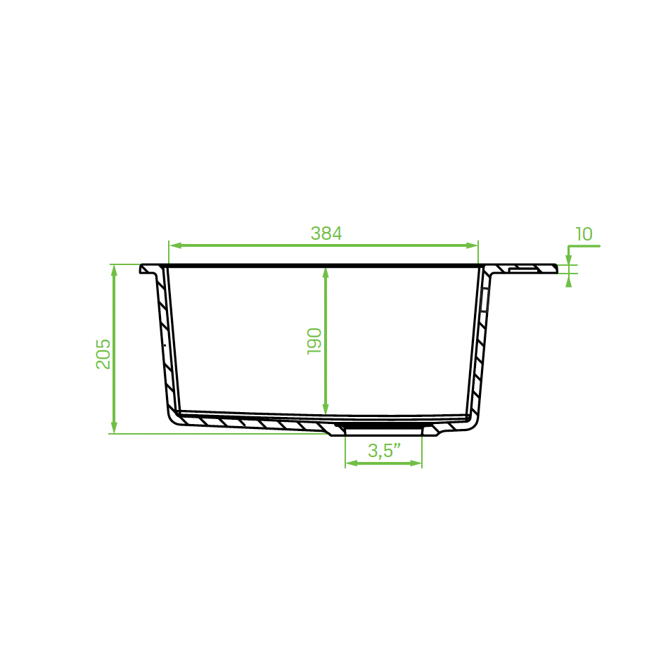 Technical dimension drawing of Monchichi Sink