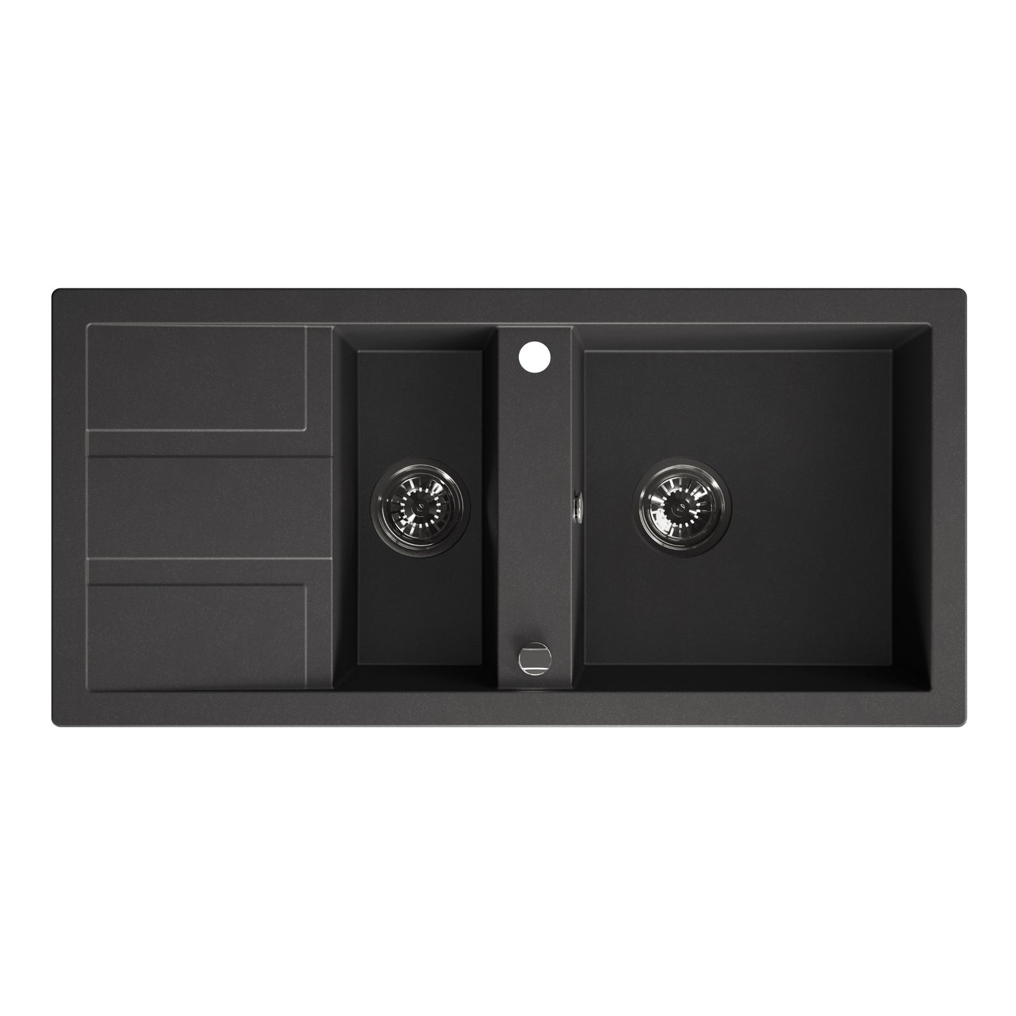 Laveo Barbados Granite Sink 1.5 Bowl - Monochrome Black