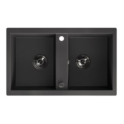 Laveo Barbados Granite Sink 2 Bowl - Black