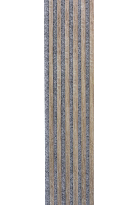 Marbet Design Woodline - Samona Oak Lamella Panel on Grey Felt - 2700 x 300 mm
