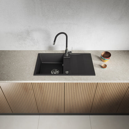 Laveo Rab Granite Sink 1 Bowl with Drainer - Black – product view 2