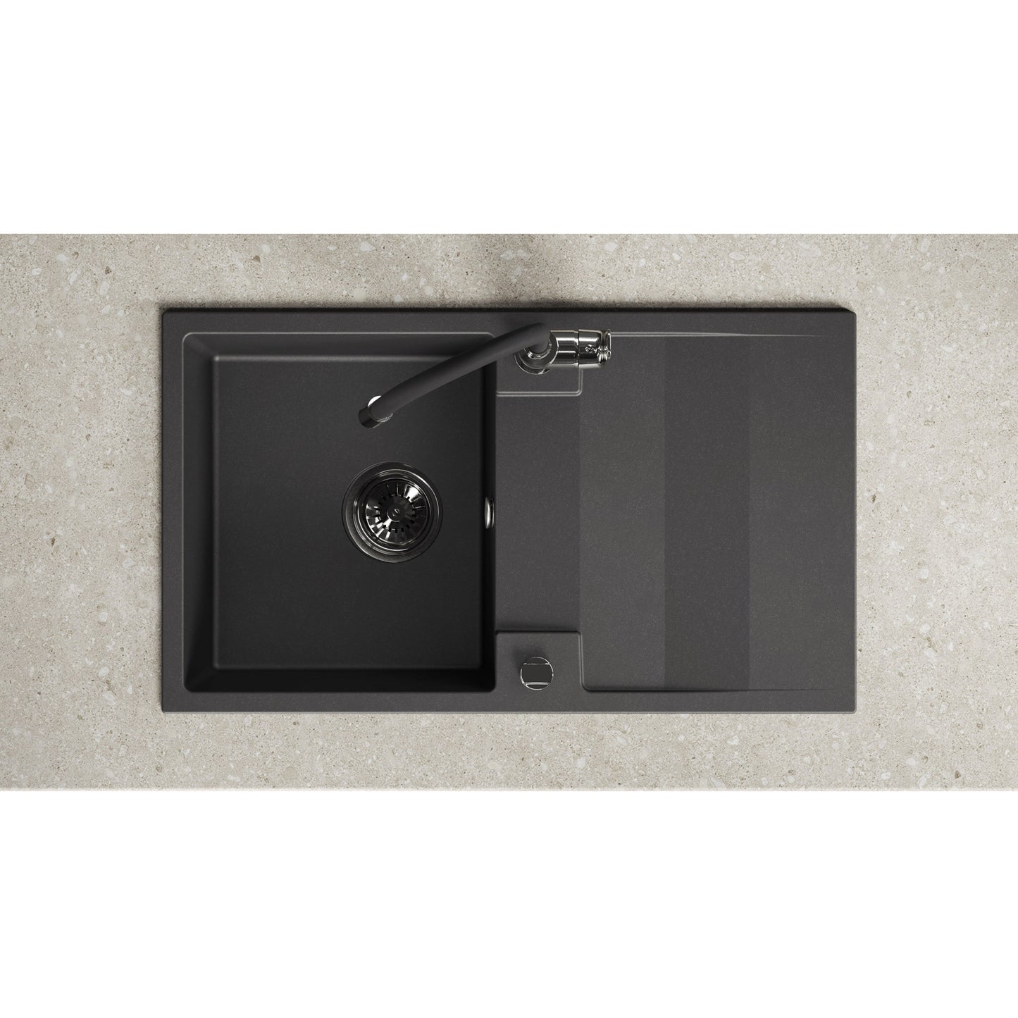 Laveo Rab Granite Sink 1 Bowl with Drainer - Black – product view 4
