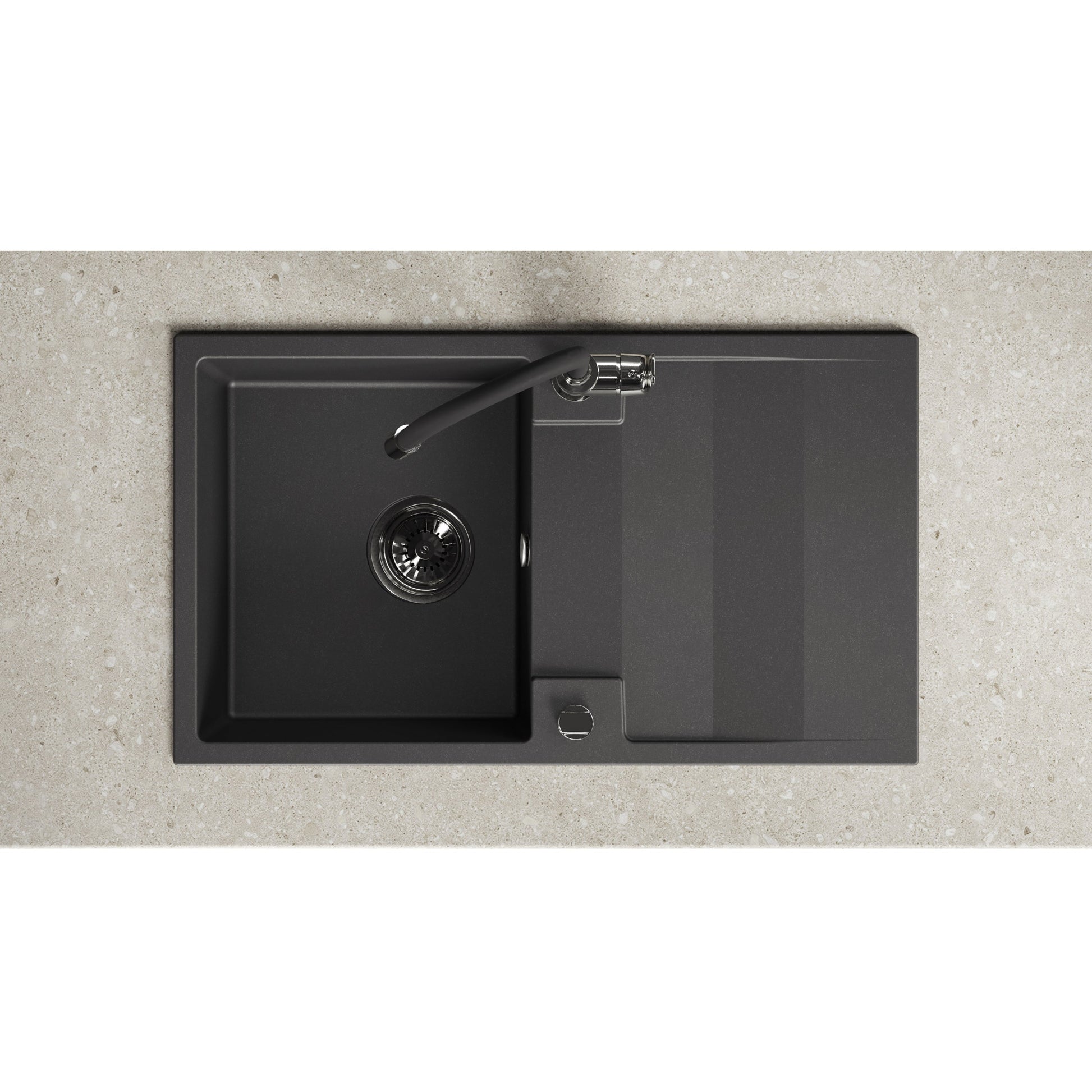 Laveo Rab Granite Sink 1 Bowl with Drainer - Black – product view 4