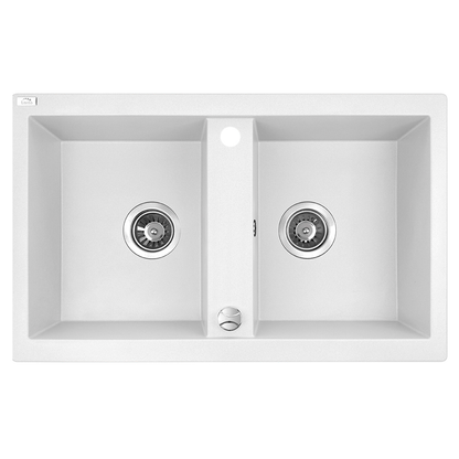 Laveo Barbados Granite Sink 2 Bowl - White
