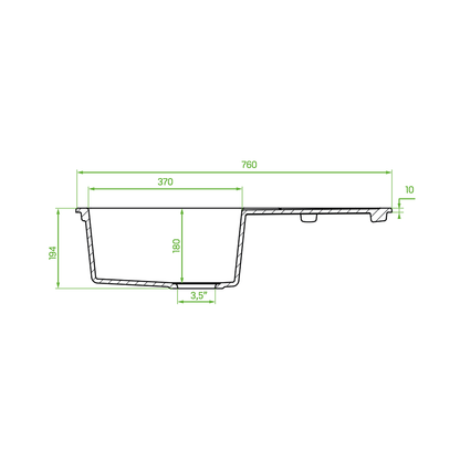 Laveo Barbados Granite Sink 1 Bowl with Drainer - Grey