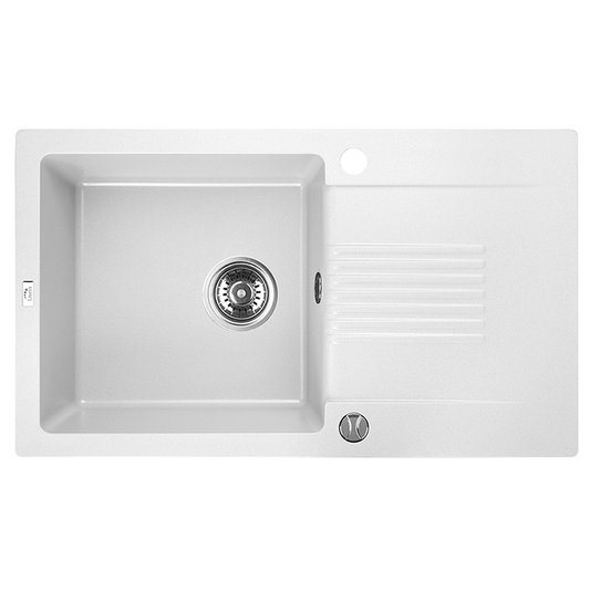 Laveo Celia Granite Sink 1 Bowl with Drainer - White