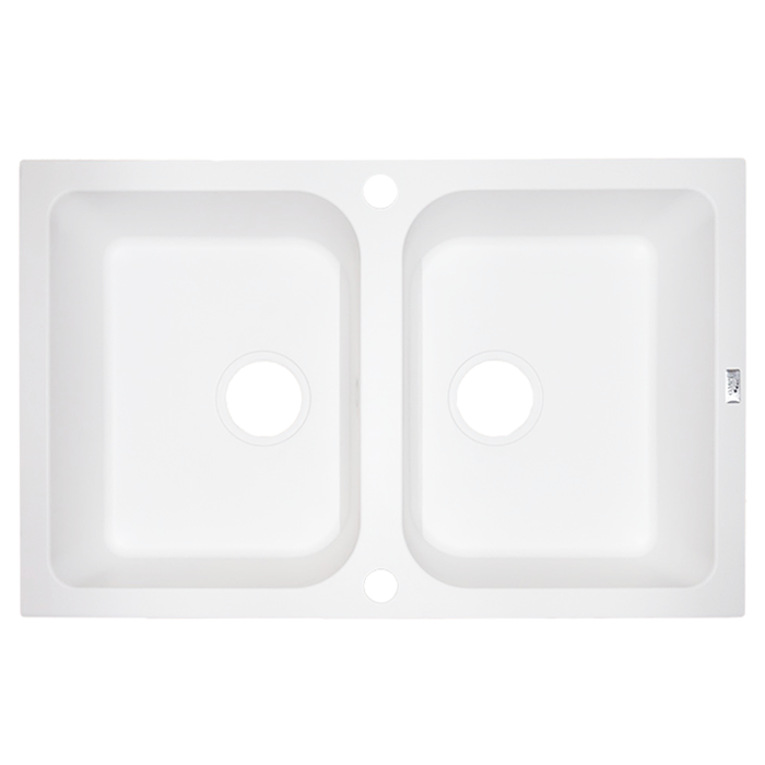 Laveo Celia Granite Kitchen Sink Double Bowl 760mm - White