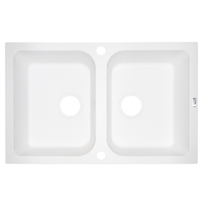 Laveo Celia Granite Kitchen Sink Double Bowl 760mm - White