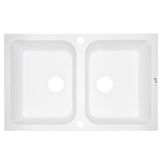 Laveo Celia Granite Kitchen Sink Double Bowl 760mm - White