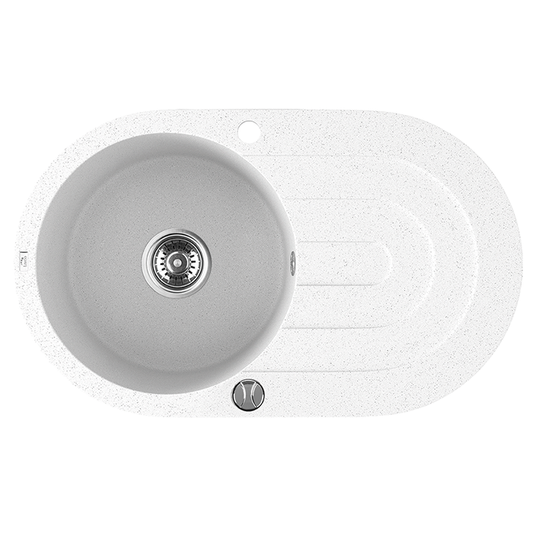 Laveo Dafne Granite Sink 1 Bowl with Drainer - White