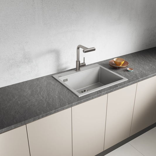 Laveo Tau Granite Sink 1 Bowl 600mm - Grey – product view 1
