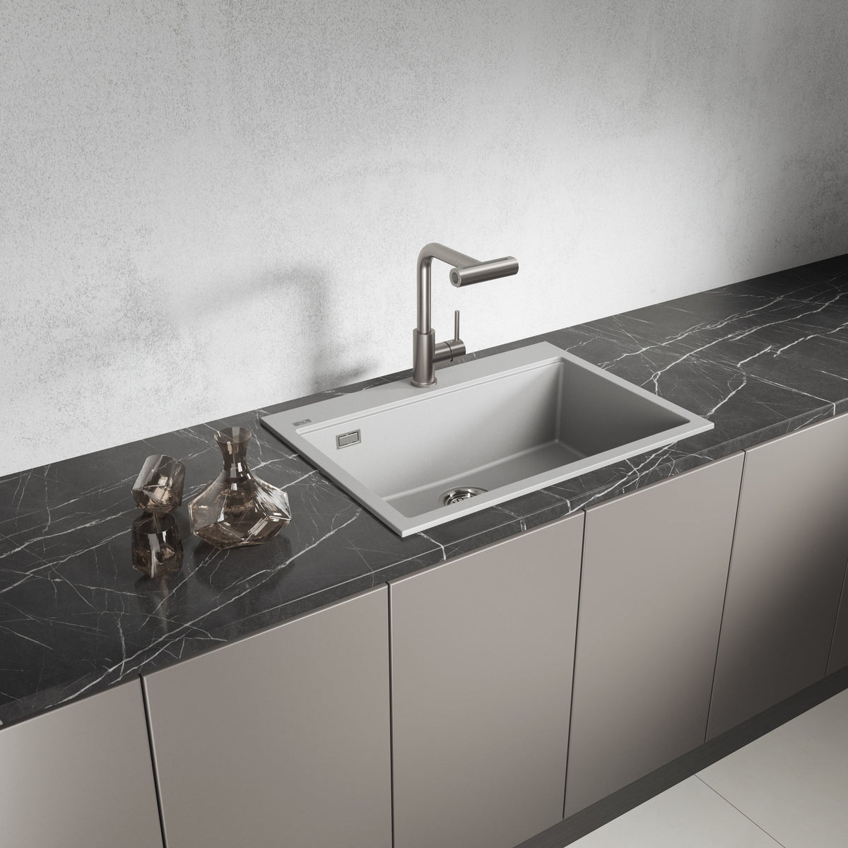 Laveo Tau Granite Kitchen Sink Single Bowl 700 mm - Grey – product view 1