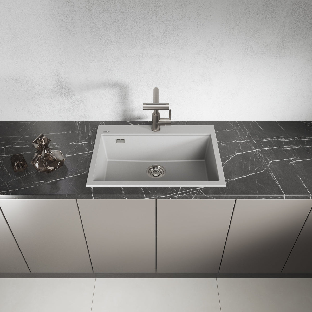 Laveo Tau Granite Kitchen Sink Single Bowl 700 mm - Grey – product view 2