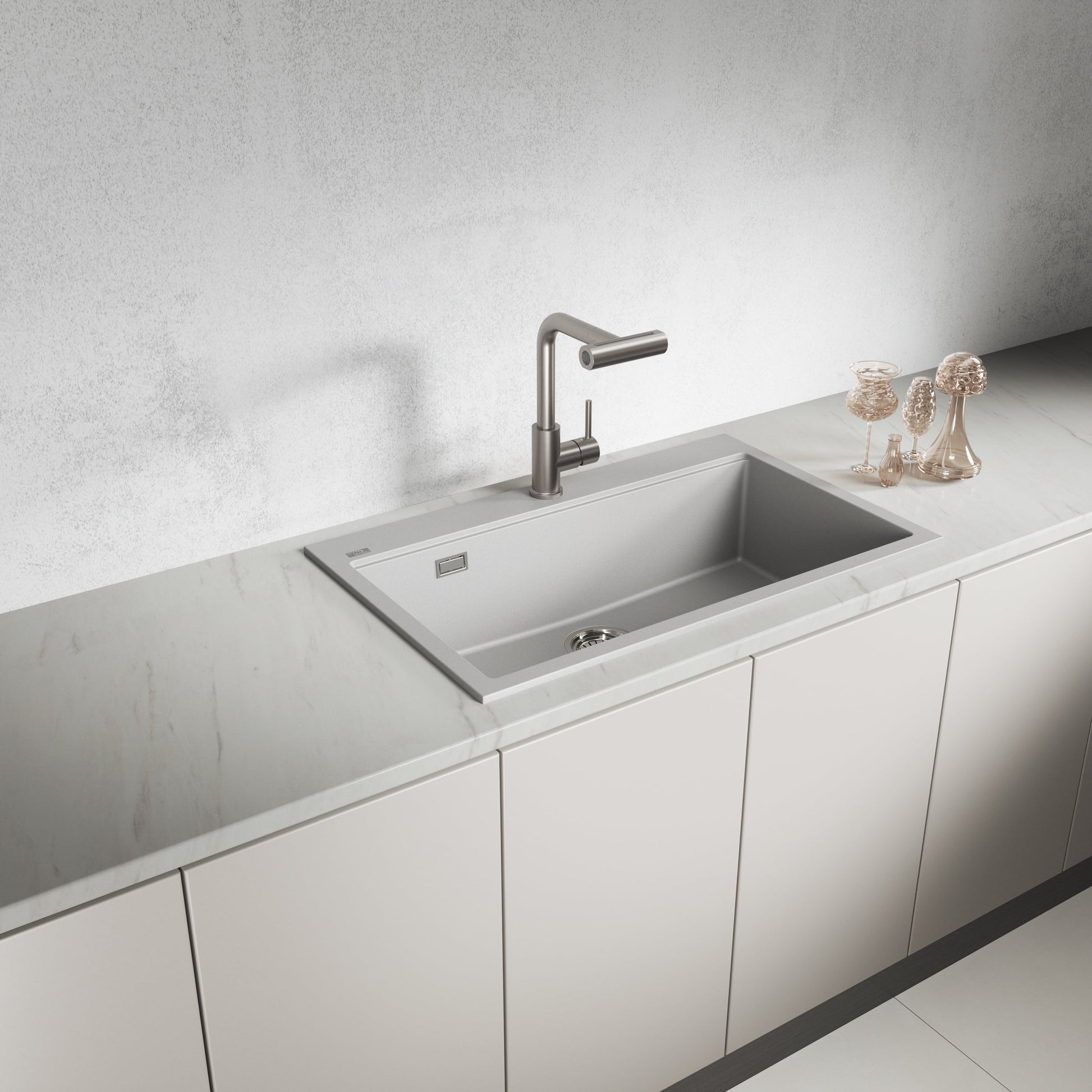 Laveo Tau Granite Sink 1 Bowl 800mm - Grey – product view 1