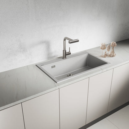 Laveo Tau Granite Sink 1 Bowl 800mm - Grey – product view 1