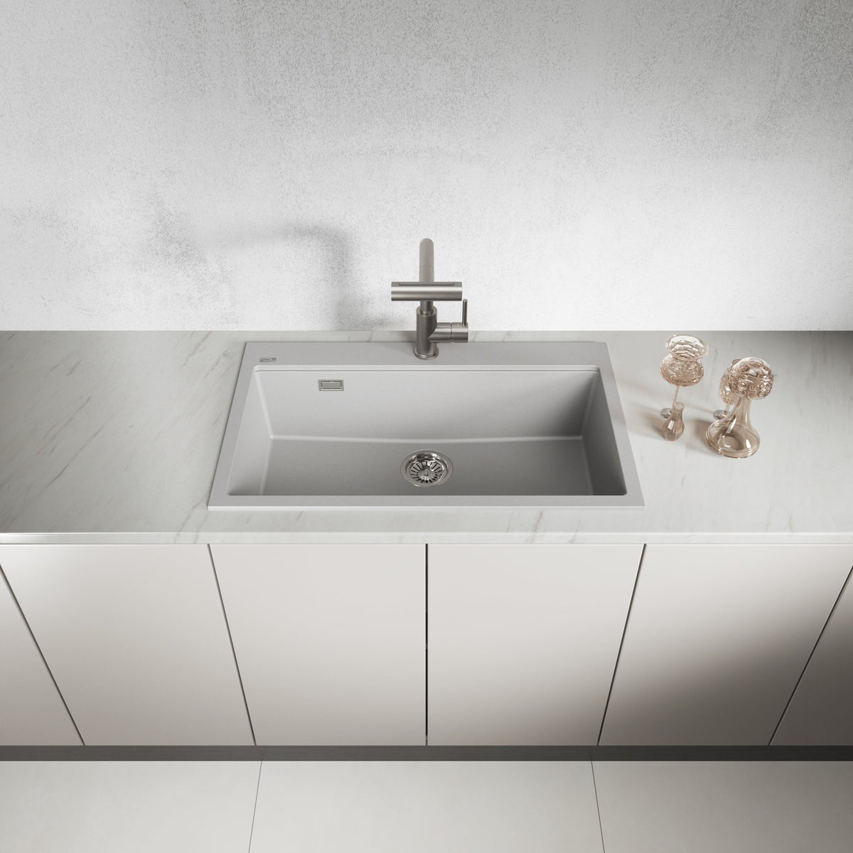 Laveo Tau Granite Sink 1 Bowl 800mm - Grey – product view 2