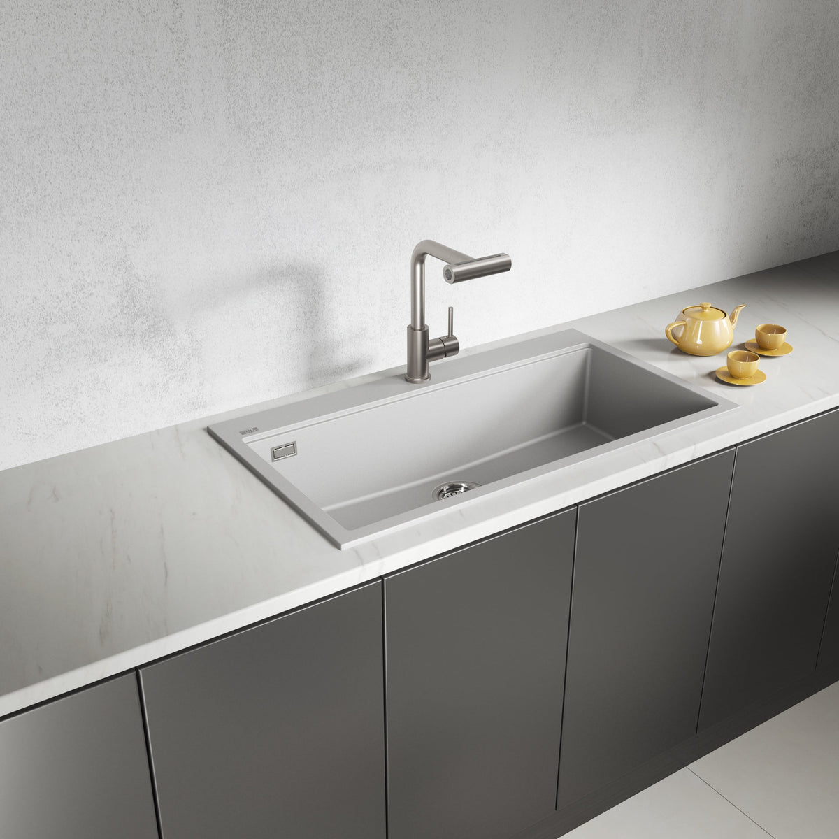 Laveo Tau Granite Sink 1 Bowl 900mm - Grey – product view 1