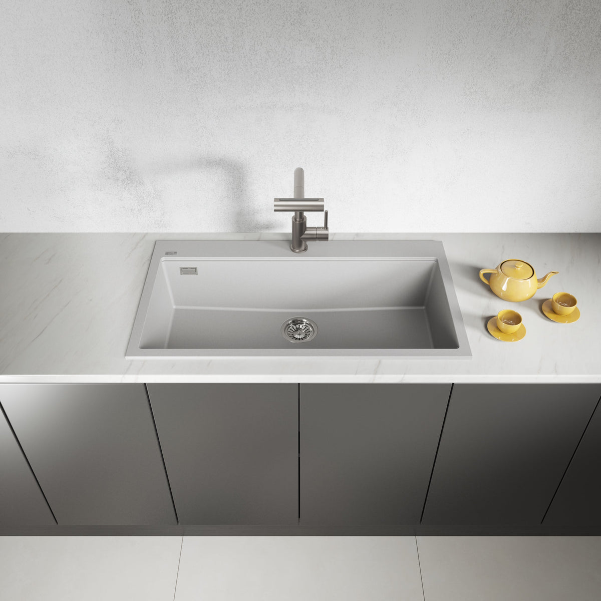 Laveo Tau Granite Sink 1 Bowl 900mm - Grey – product view 2